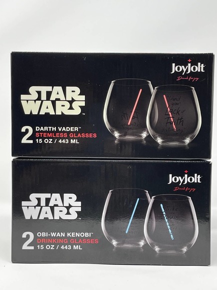 Disney Star Wars Obi-Wan Kenobi and Darth Vader Stemless Wine glasses Set of 4 - Picture 6 of 6